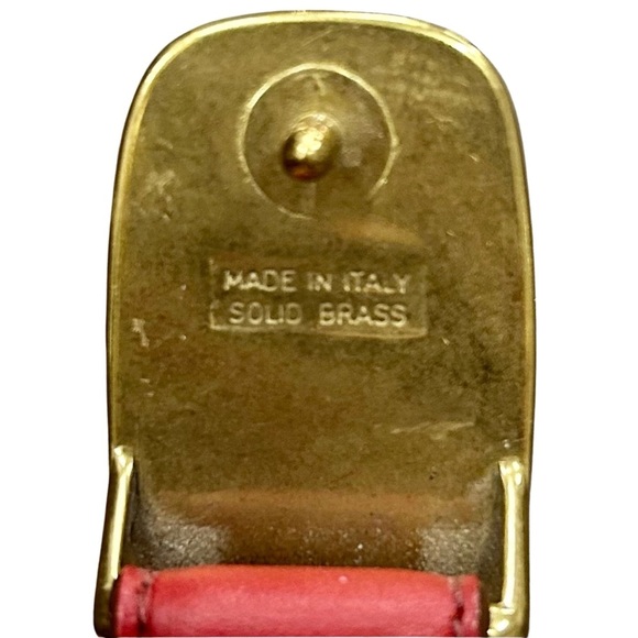 Talbots Red Leather Belt Solid Brass Buckle | Made in Italy | Medium - Picture 4 of 5